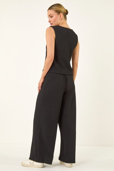 Dusk Black Crinkle Textured Waist Coat