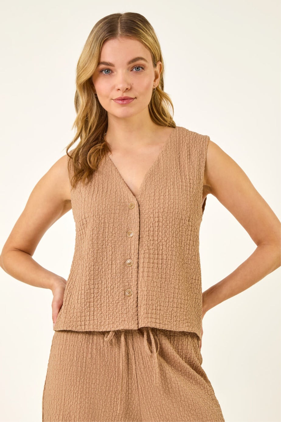 Dusk Biscuit Crinkle Textured Waist Coat