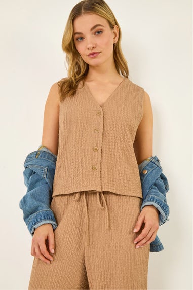 Dusk Biscuit Crinkle Textured Waist Coat