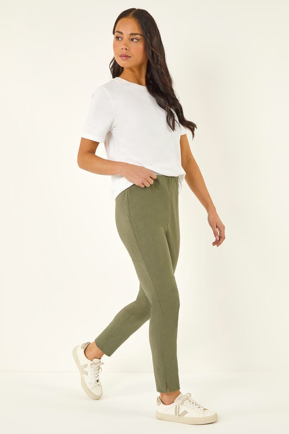 Roman Khaki Petite Bengaline Stretch Trouser