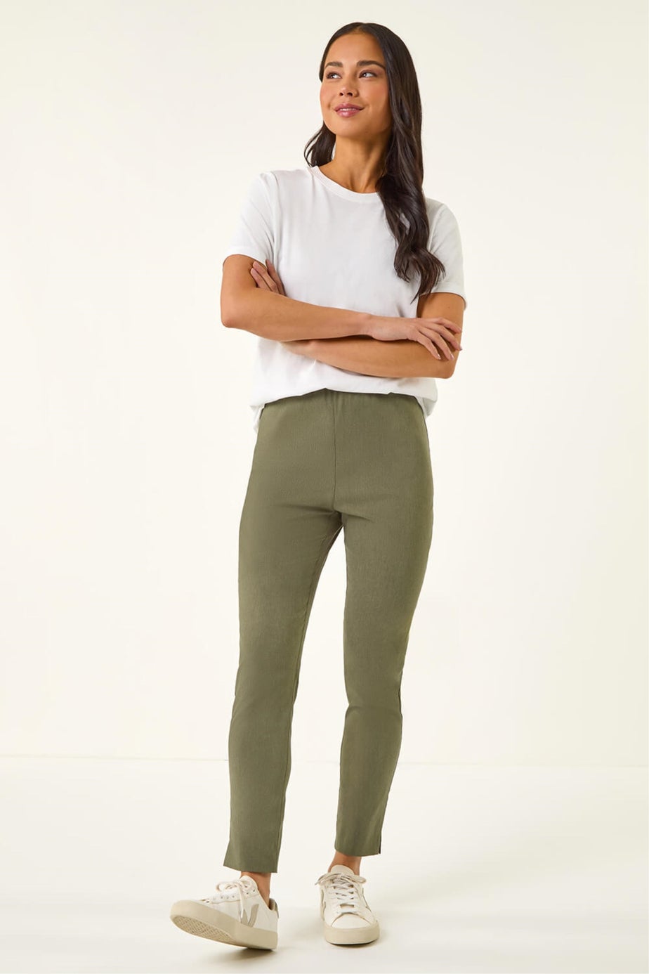 Roman Khaki Petite Bengaline Stretch Trouser
