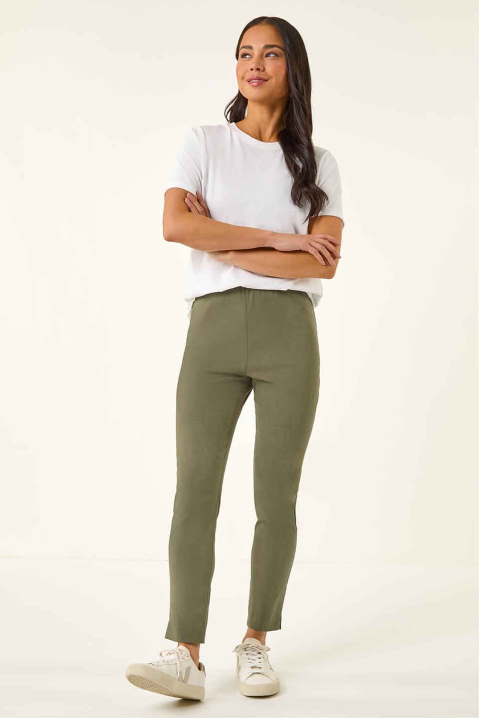 Roman Khaki Petite Bengaline Stretch Trouser