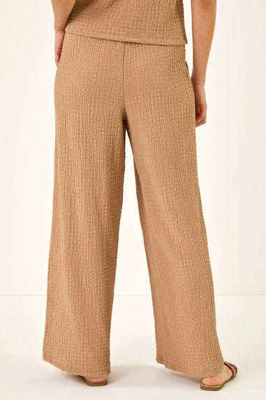Dusk Biscuit Crinkle Wide Leg Stretch Trouser