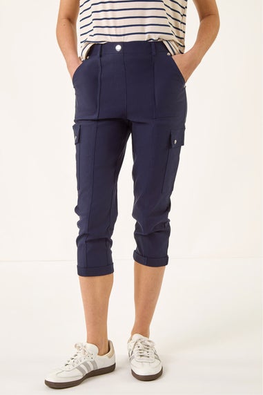 Roman Navy Cropped Cargo Stretch Trouser