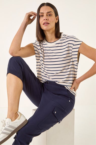 Roman Navy Cropped Cargo Stretch Trouser