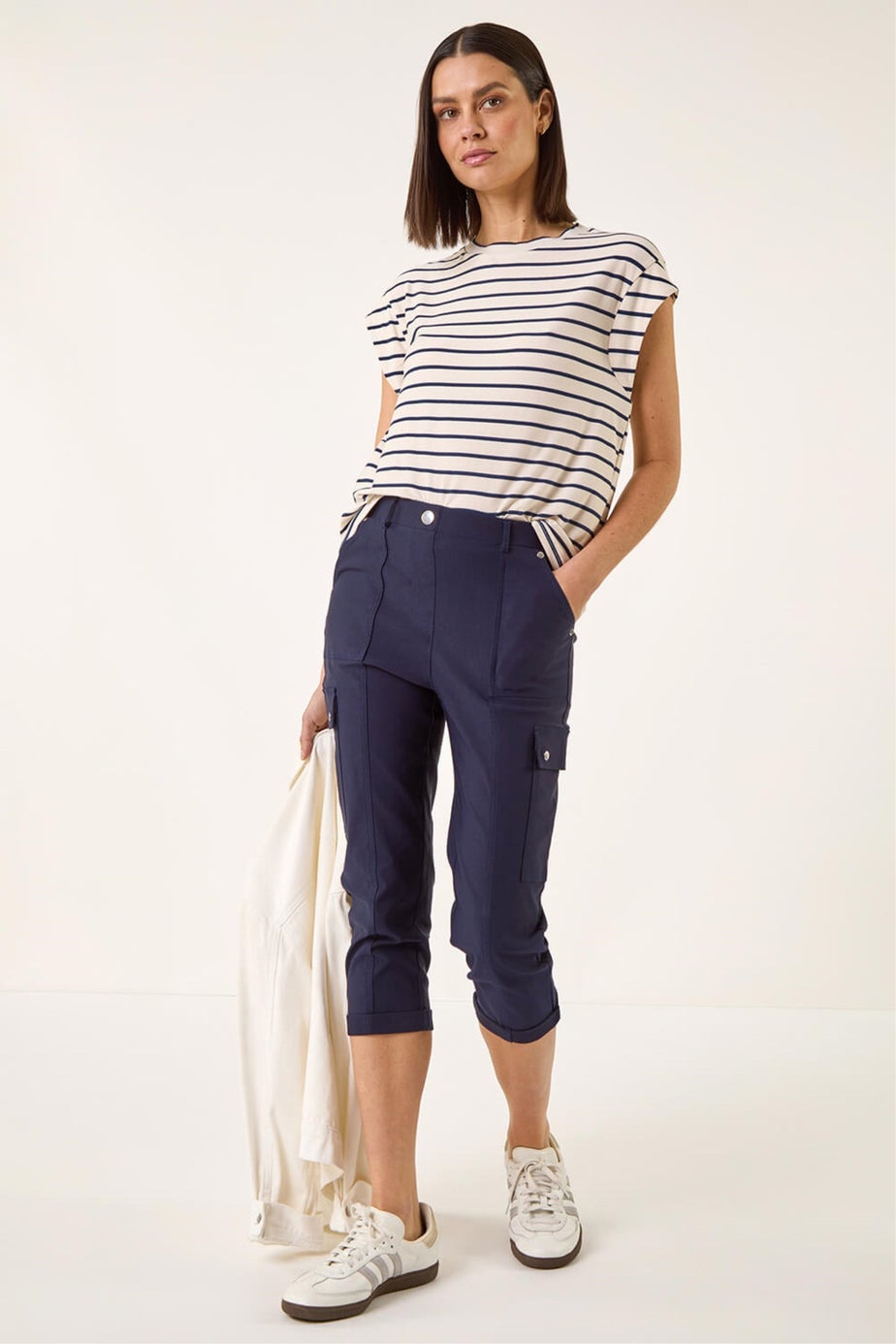 Roman Navy Cropped Cargo Stretch Trouser