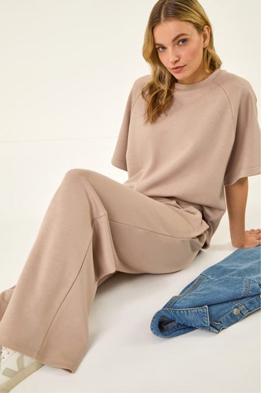 Dusk Beige Soft Wide Leg Stretch Trouser