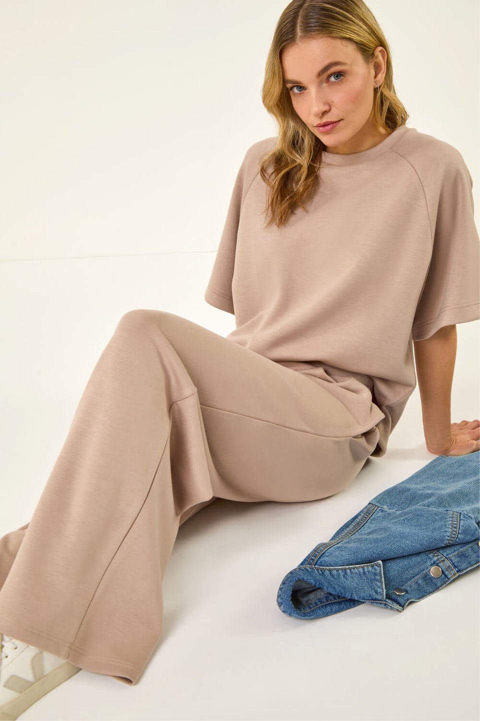 Dusk Beige Soft Wide Leg Stretch Trouser