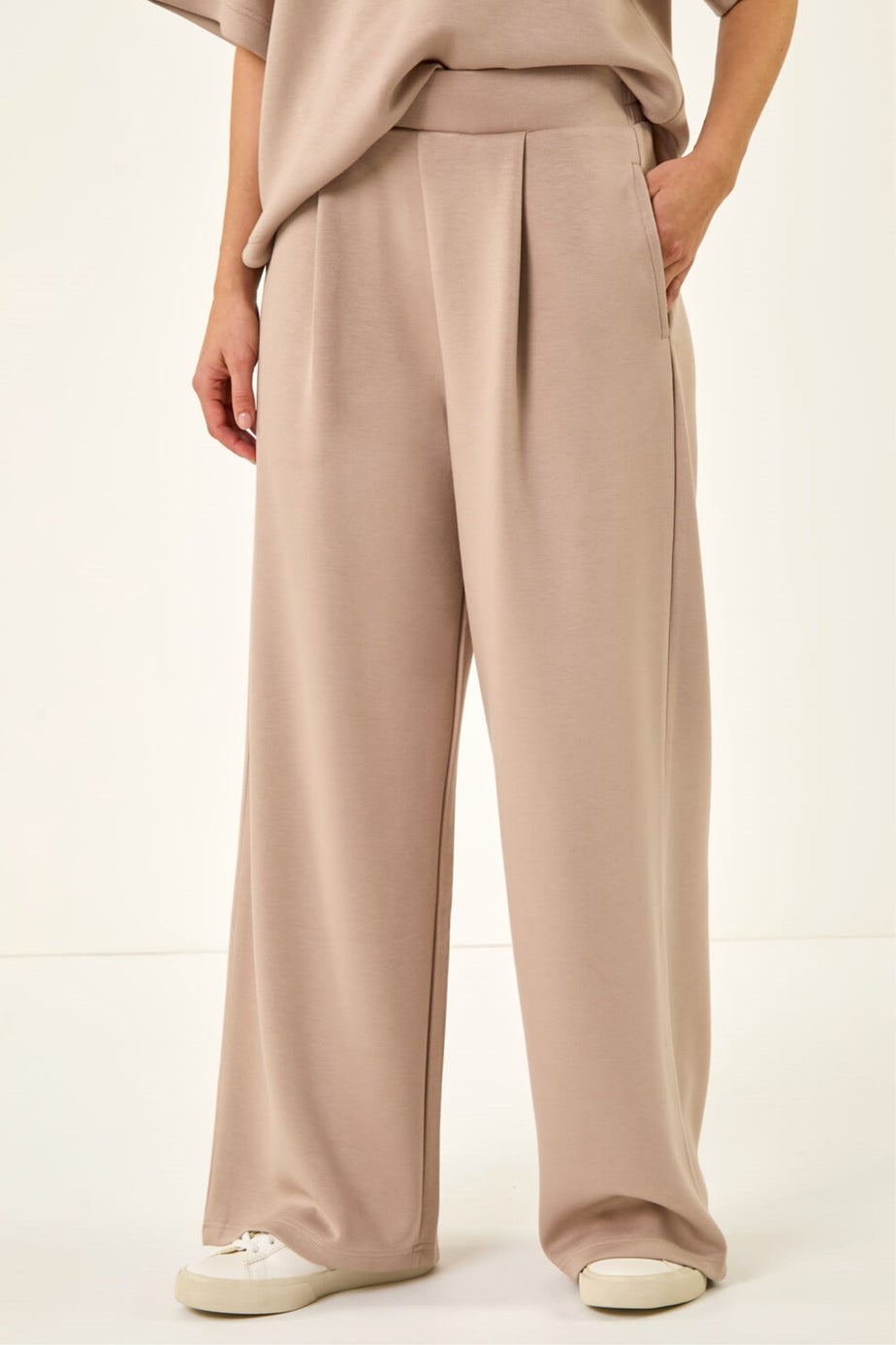 Dusk Beige Soft Wide Leg Stretch Trouser