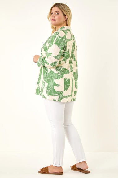 Roman Green Curve Textured Geometric Shirt