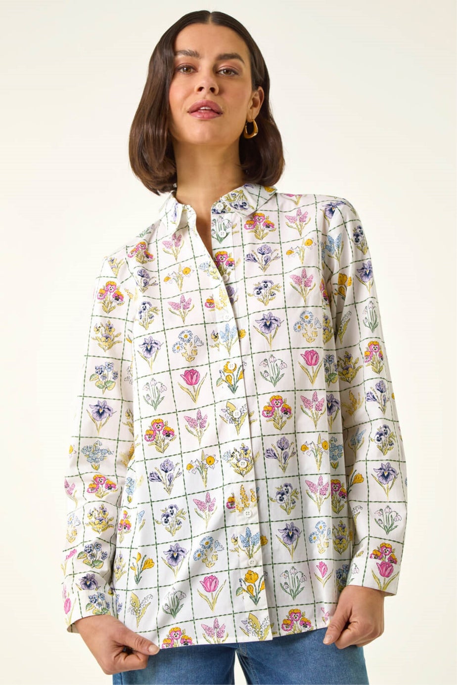 Roman Ivory Botanical Collared Shirt