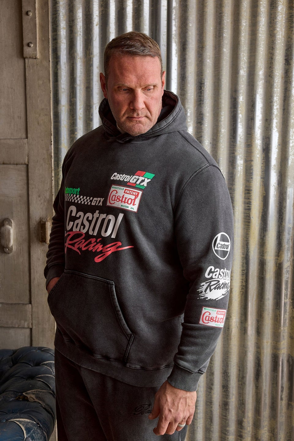 BadRhino Black 'Castrol' Acid Wash Hoodie
