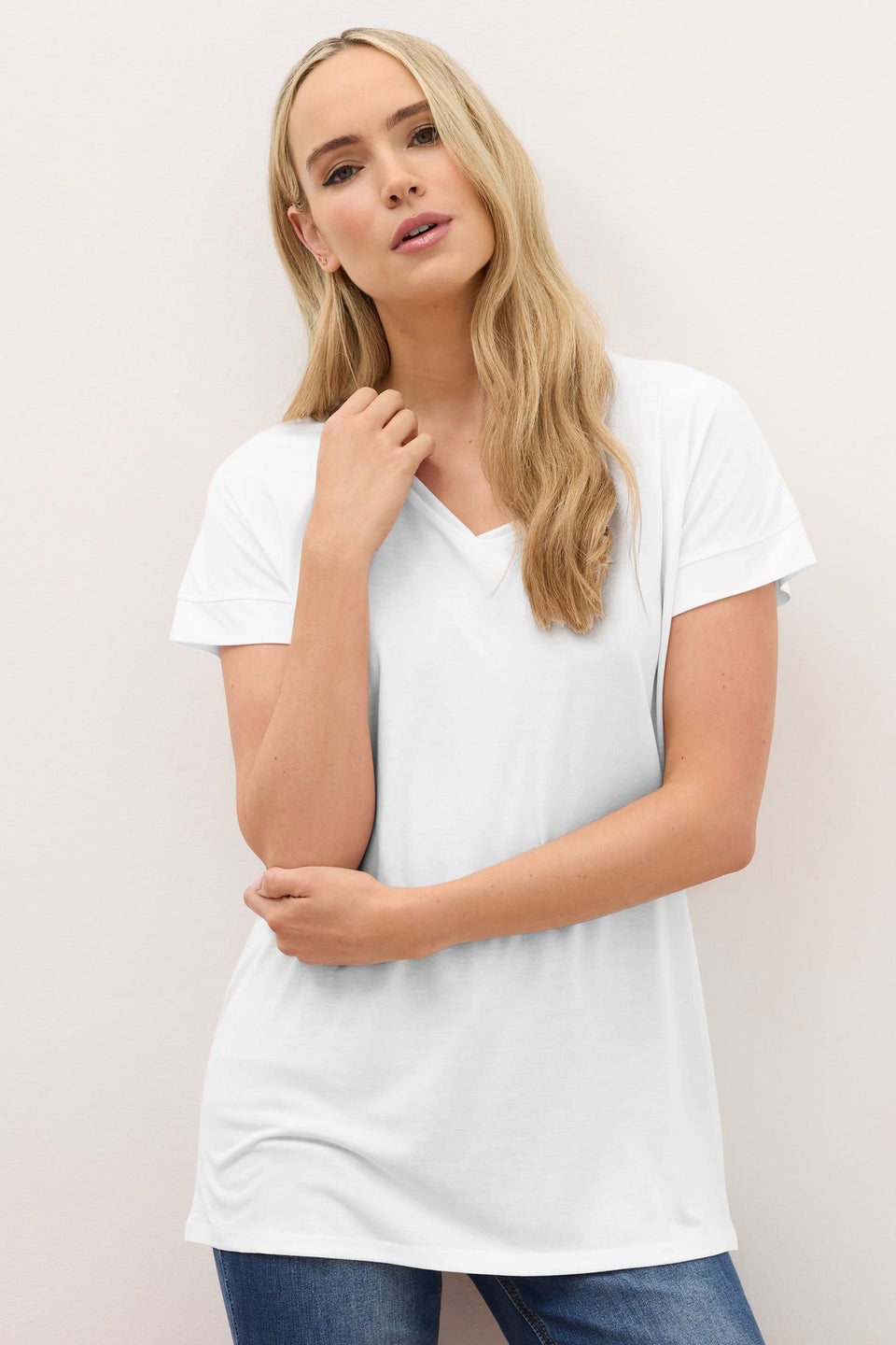 Long Tall Sally White V-Neck T-Shirt