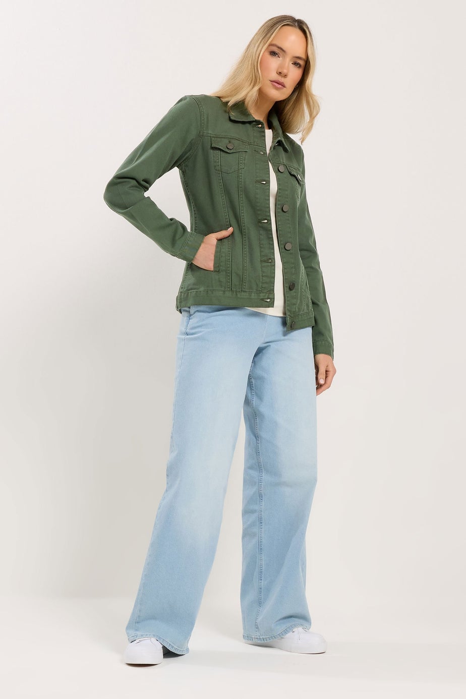 Long Tall Sally Khaki Green Denim Jacket