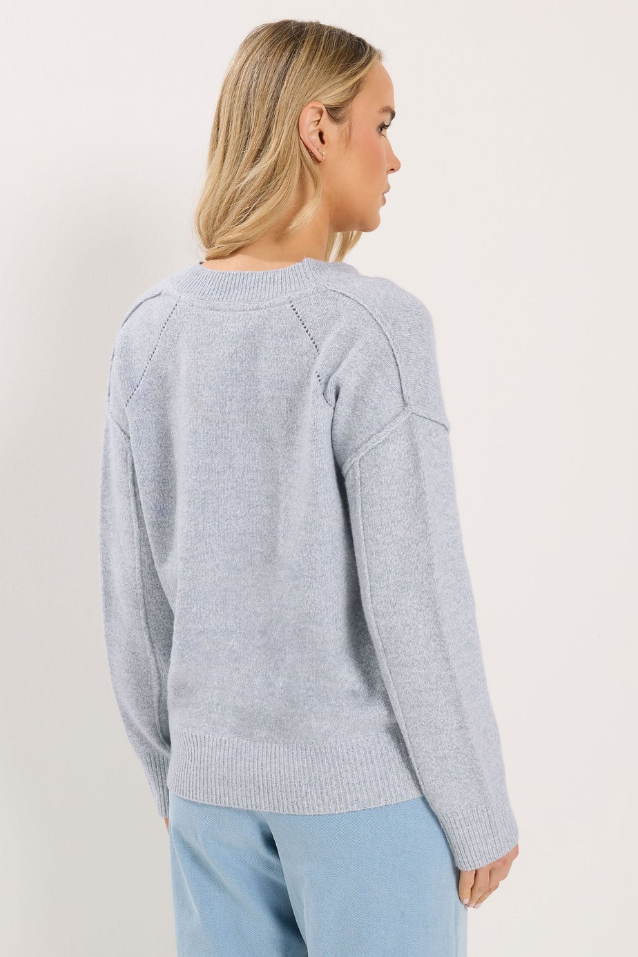Long Tall Sally Blue Seam Detail Knitted Cardigan