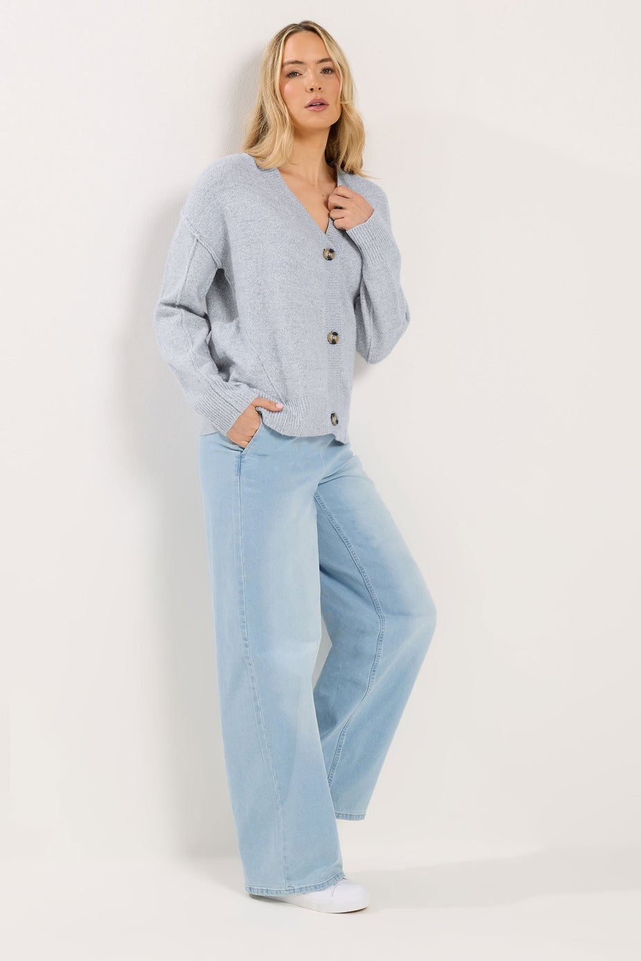 Long Tall Sally Blue Seam Detail Knitted Cardigan