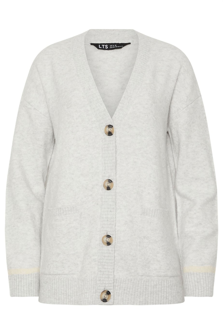 Long Tall Sally Grey Tipped Detail Knitted Cardigan