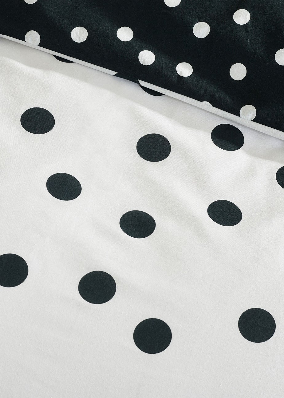 Catherine Lansfield Polka Dot Reversible Duvet Cover Set Black / White