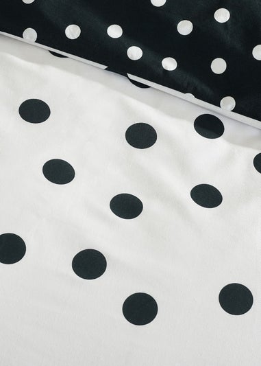 Catherine Lansfield Polka Dot Reversible Duvet Cover Set Black / White