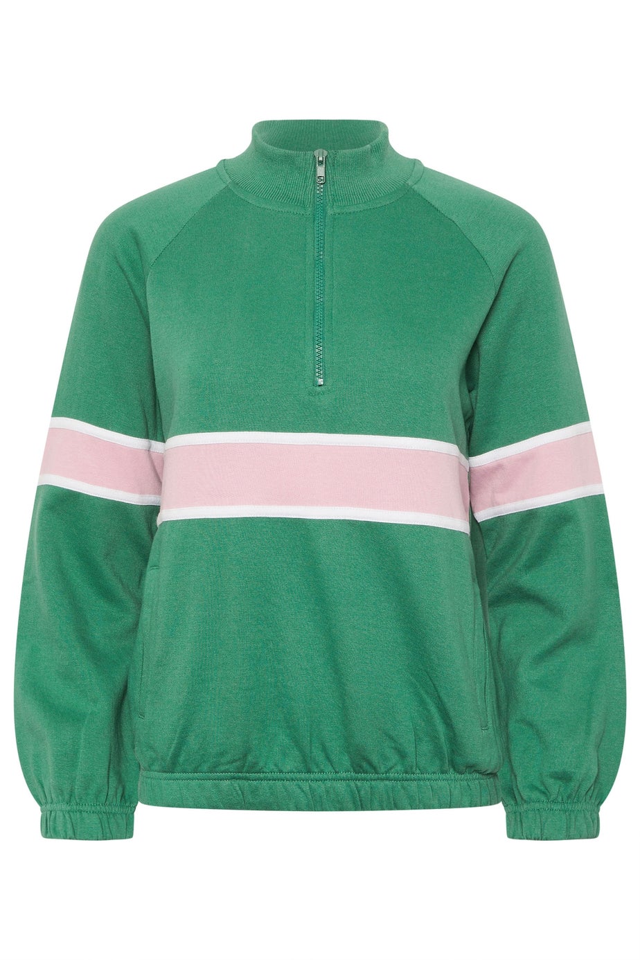PixieGirl Petite Green Stripe Quarter Zip Sweatshirt