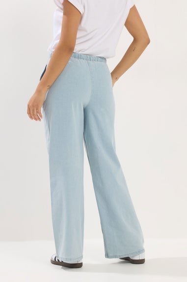 PixieGirl Petite Light Blue Denim Pull-On Non-Stretch Wide Leg Jeans
