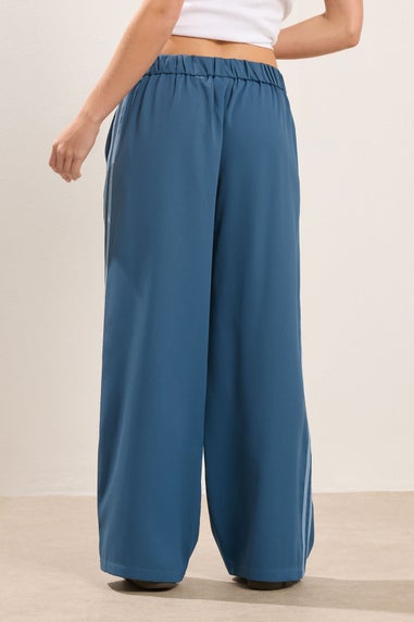 PixieGirl Petite Dark Blue Side Stripe Wide Leg Trousers