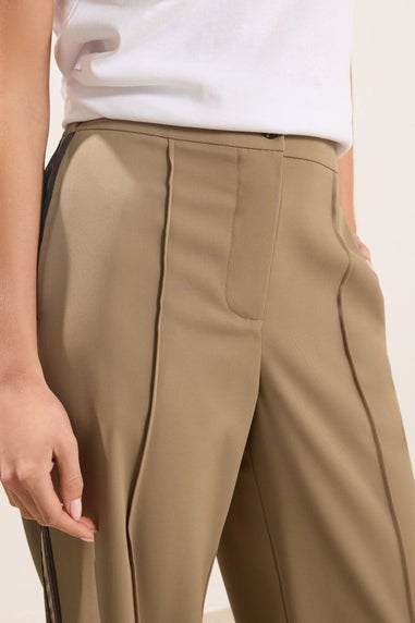 PixieGirl Petite Mocha Brown Side Stripe Wide Leg Trousers