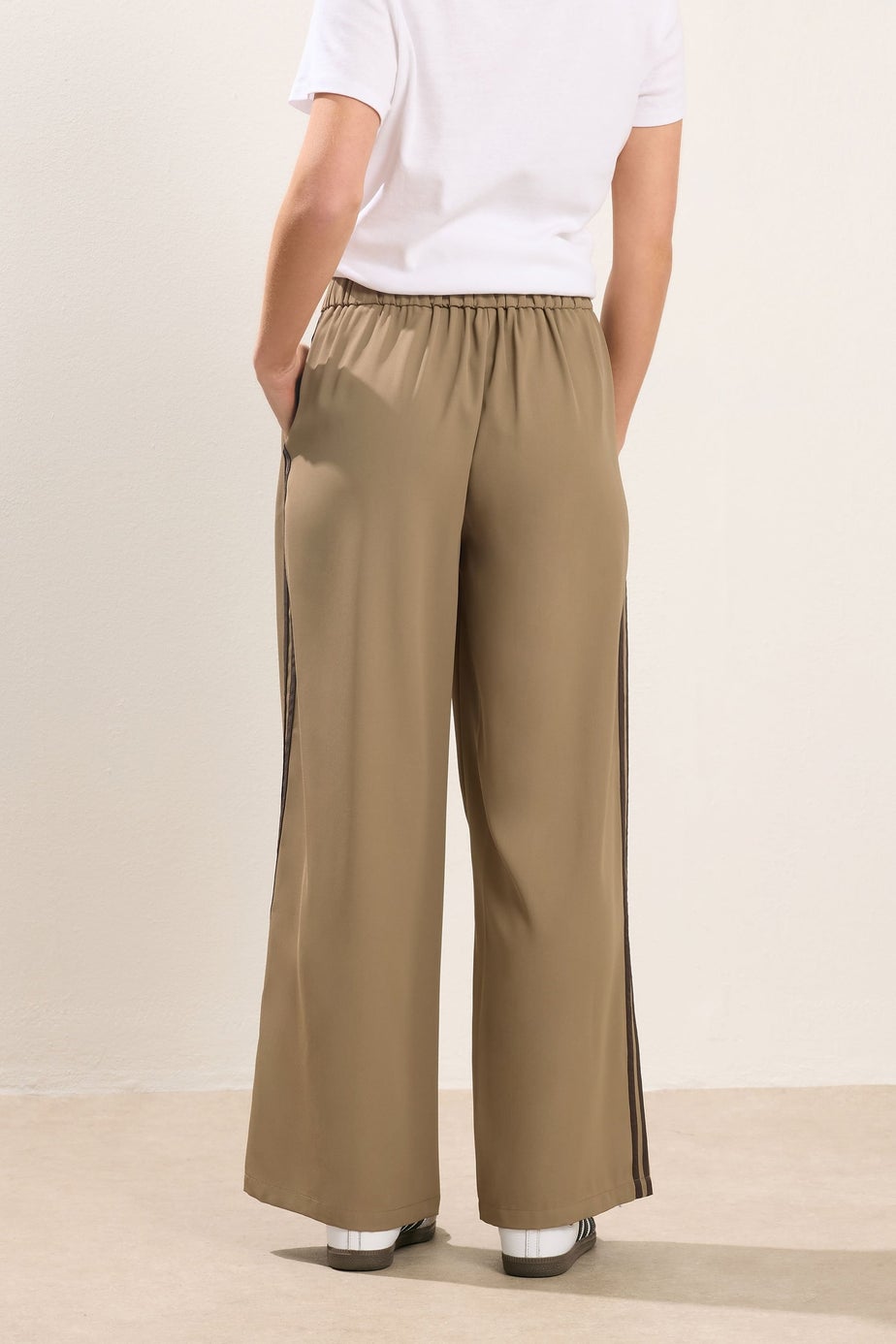 PixieGirl Petite Mocha Brown Side Stripe Wide Leg Trousers