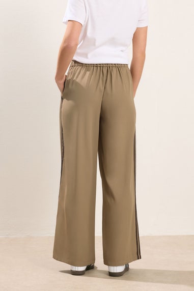 PixieGirl Petite Mocha Brown Side Stripe Wide Leg Trousers