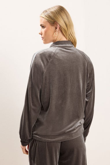 PixieGirl Petite Brown Side Stripe Velvet Jacket