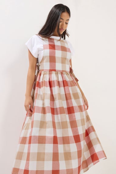 PixieGirl Petite Pink Check Midi Dress