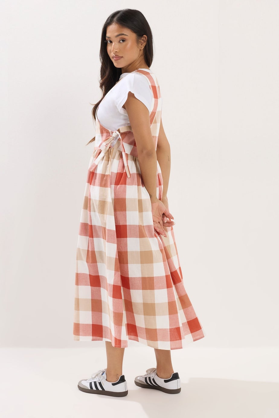 PixieGirl Petite Pink Check Midi Dress