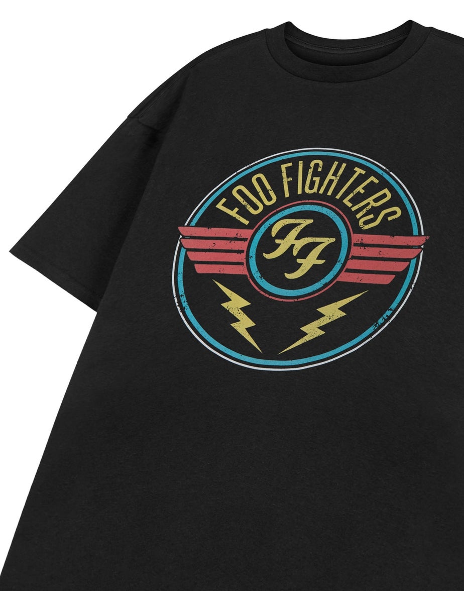 Vanilla Underground Foo Fighters Adults Lightning Black T-Shirt