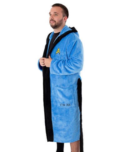 Vanilla Underground Star Trek Adults Hooded Blue Bathrobe
