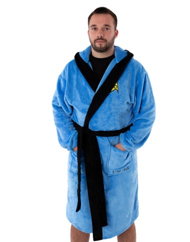 Vanilla Underground Star Trek Adults Hooded Blue Bathrobe