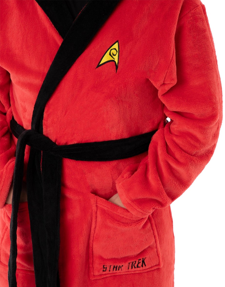 Vanilla Underground Star Trek Adults Hooded Red Bathrobe