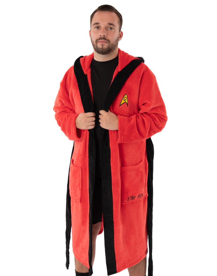 Vanilla Underground Star Trek Adults Hooded Red Bathrobe