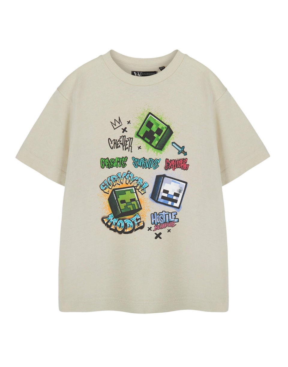 Vanilla Underground Minecraft Kids Survival Mode Beige T-Shirt