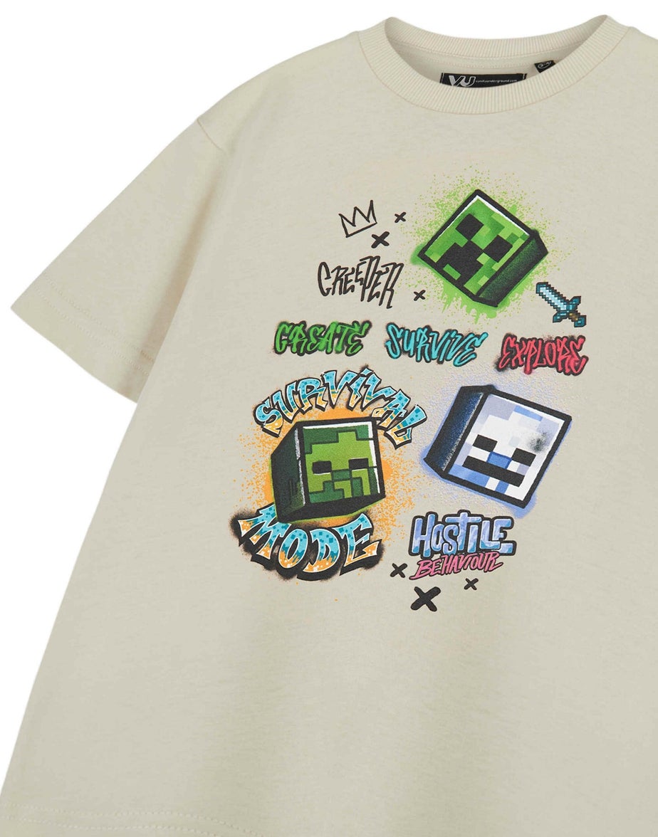 Vanilla Underground Minecraft Kids Survival Mode Beige T-Shirt