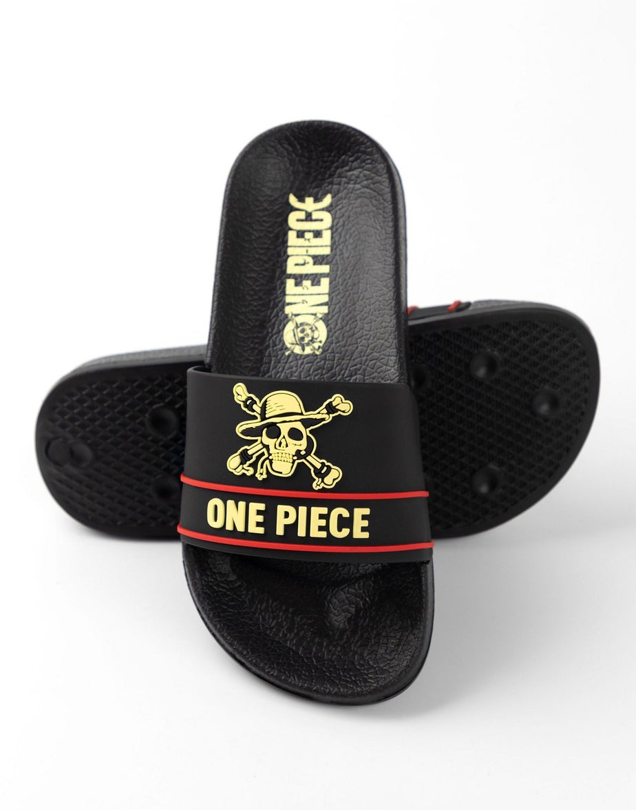 Vanilla Underground One Piece Logo Kids Black Sliders