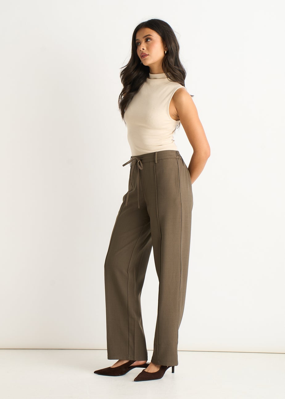 Gini London Marl Grey Drawstring Elasticated Back Tailoring Trousers