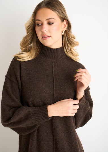 Gini London Brown Crew Neck Knitted Shift Dress