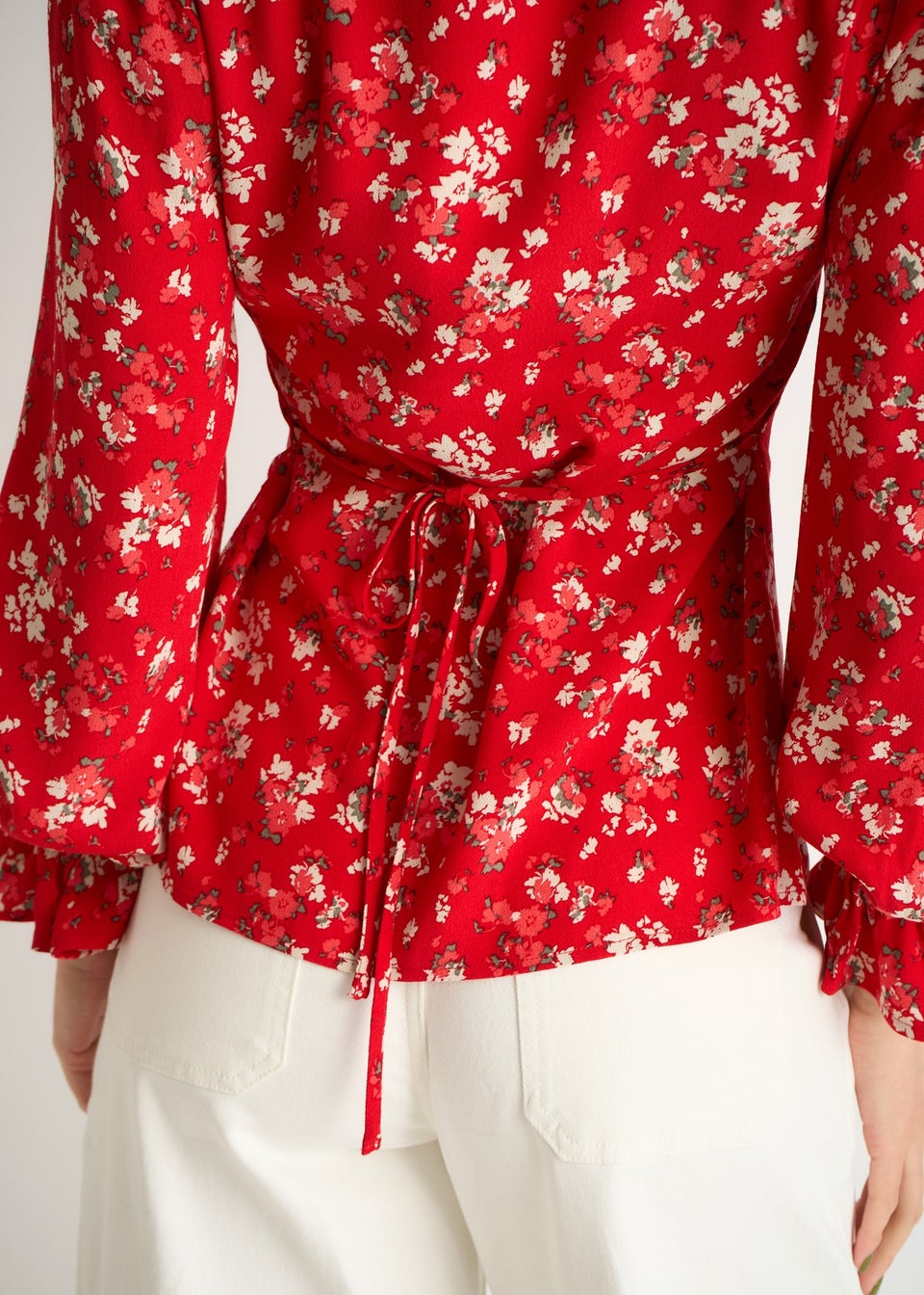 Gini London Red Ecovero Viscose Button Through Blouse