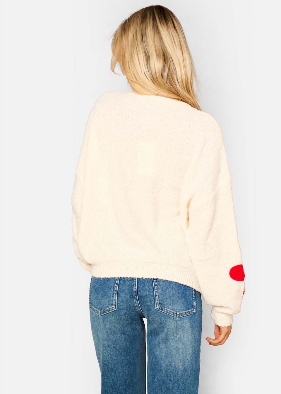 Gini London Cream 3D Flower Crochet Knitted Jumper