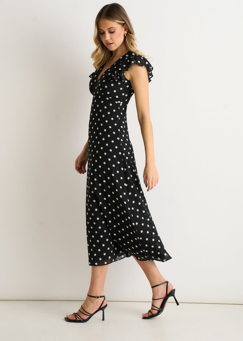 Gini London Black V Neck Angle Sleeves Skater Maxi Dress