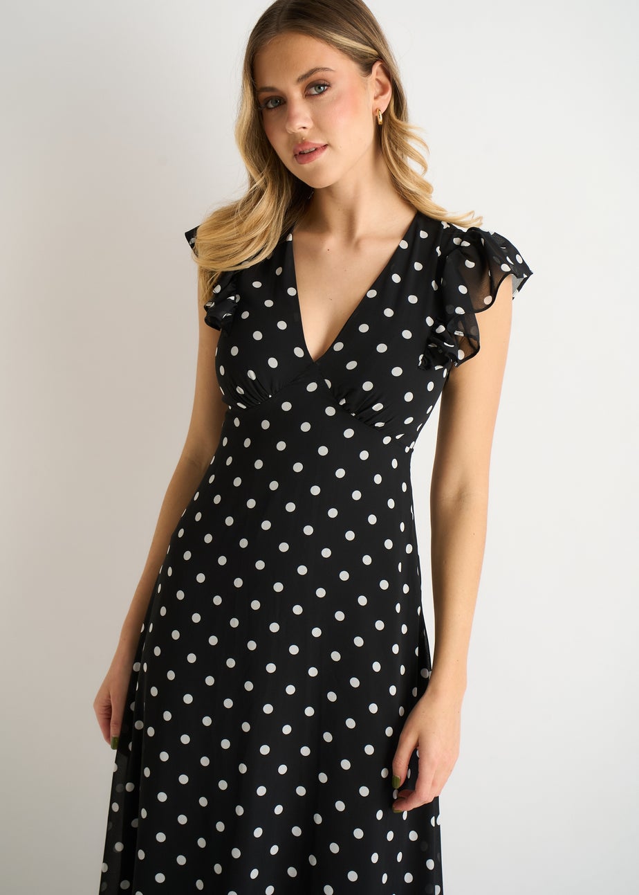 Gini London Black V Neck Angle Sleeves Skater Maxi Dress