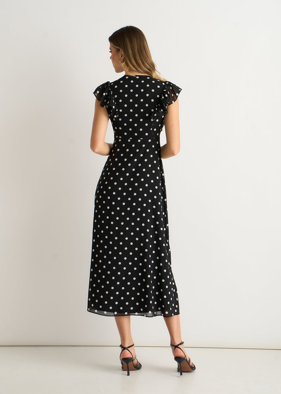 Gini London Black V Neck Angle Sleeves Skater Maxi Dress