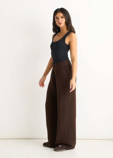 Gini London Brown Pull On wide Leg Trousers