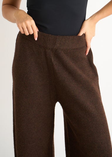 Gini London Brown Pull On wide Leg Trousers