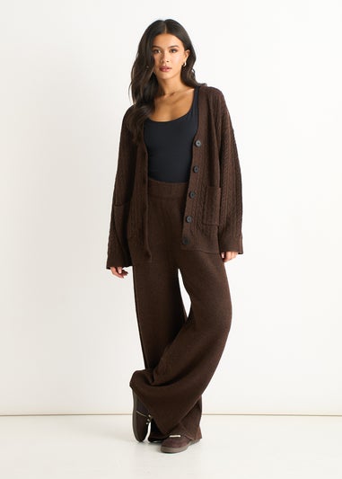Gini London Brown Pull On wide Leg Trousers